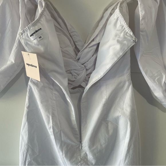 New! Superdown x Revolve Flynn Ruched Sleeve mini Dress white nwt 30150 - Picture 5 of 11